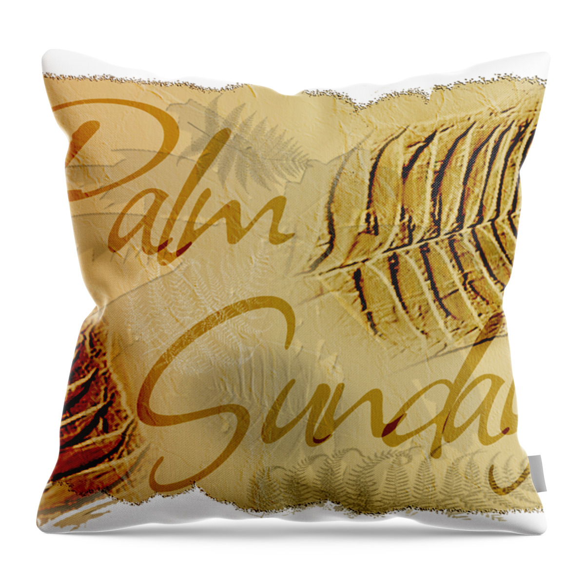 Palm Sunday Throw Pillow featuring the digital art Palm Sunday 3D Fossil Design by Delynn Addams