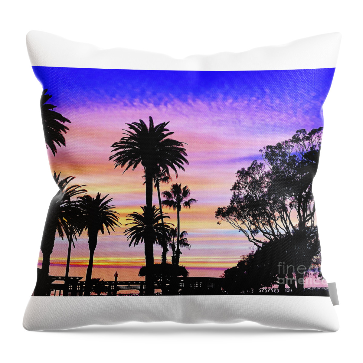 Sunset Throw Pillow featuring the photograph Palm Sunset - No. 1 by Doc Braham