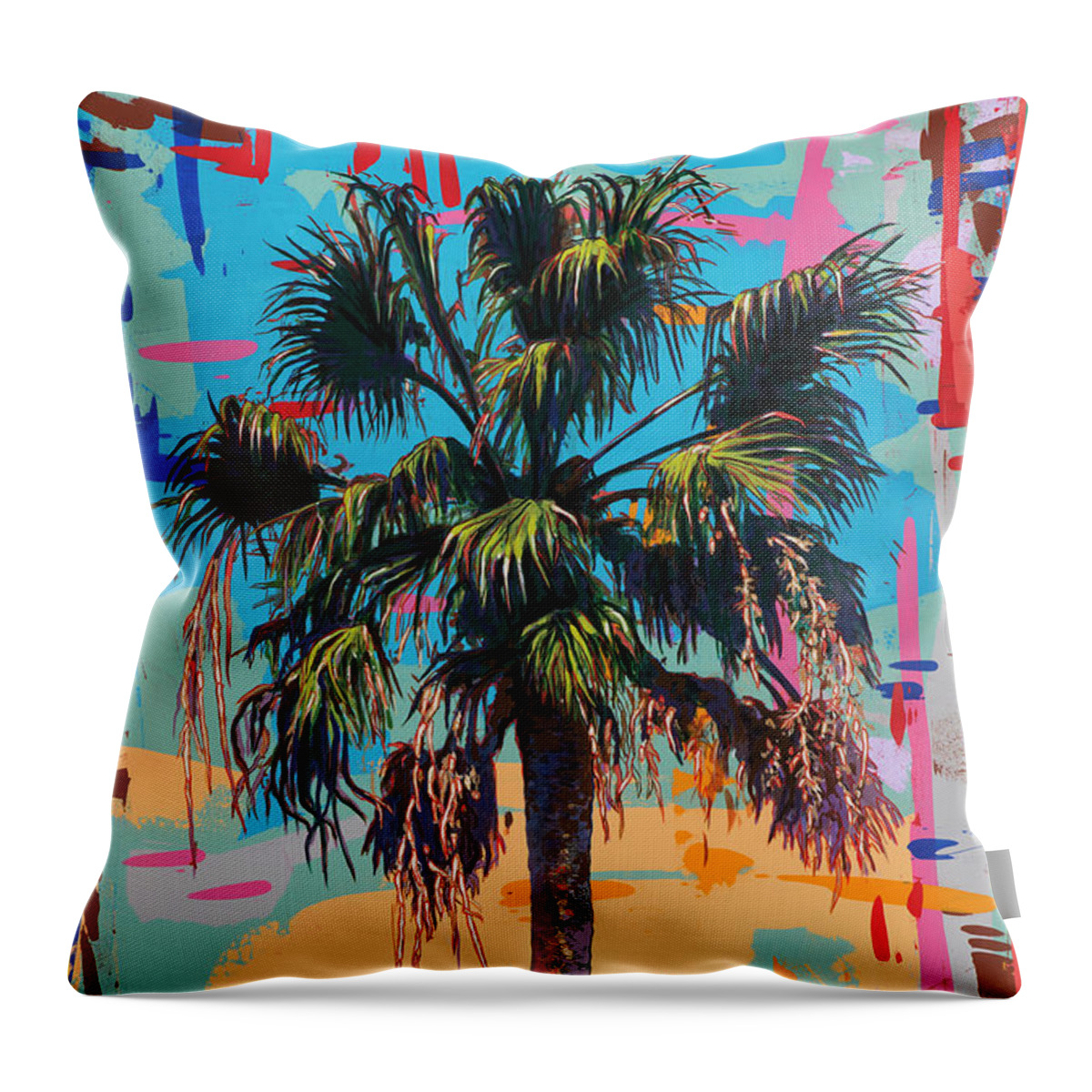 Palm Tree Throw Pillow featuring the painting Palm Tree #2 by David Palmer