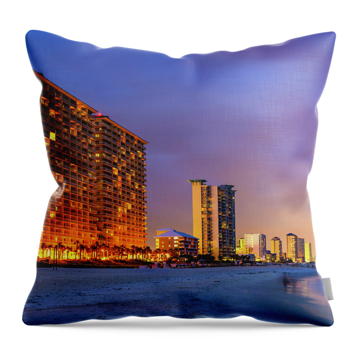 Panama City Beach Throw Pillow featuring the photograph Panama City Beach at Dusk by Gregory Ballos