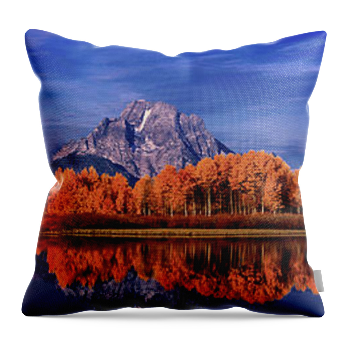Dave Welling Throw Pillow featuring the photograph Panorama Autumn Oxbow Bend Snake River Grand Tetons by Dave Welling