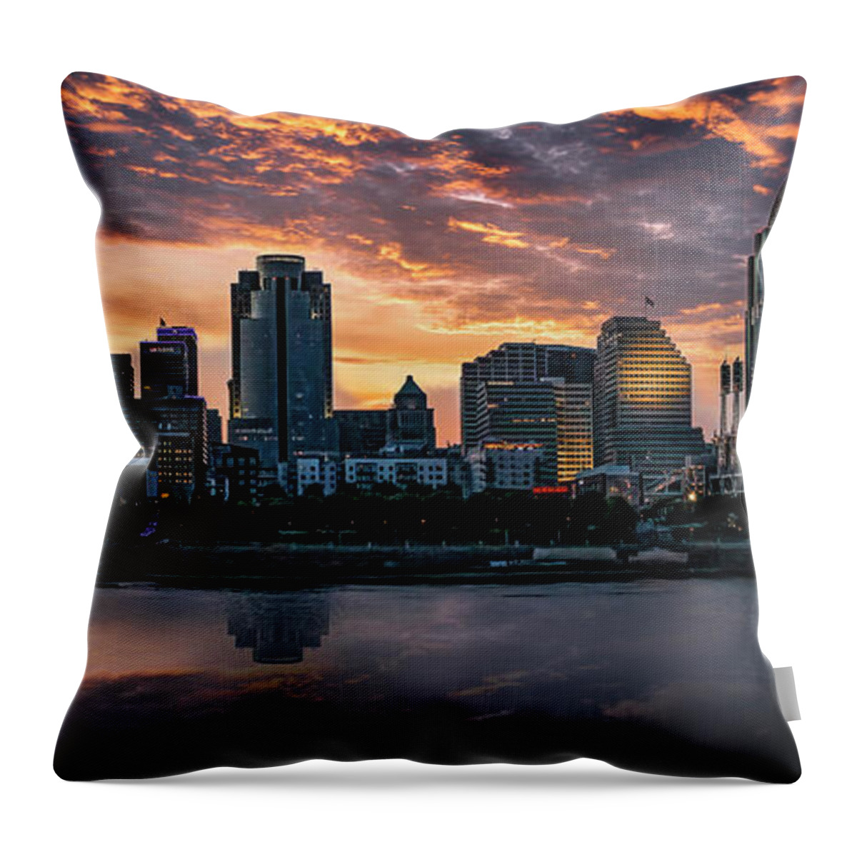 Panorama Throw Pillow featuring the photograph Panoramic view of Cincinnati by Shelia Hunt