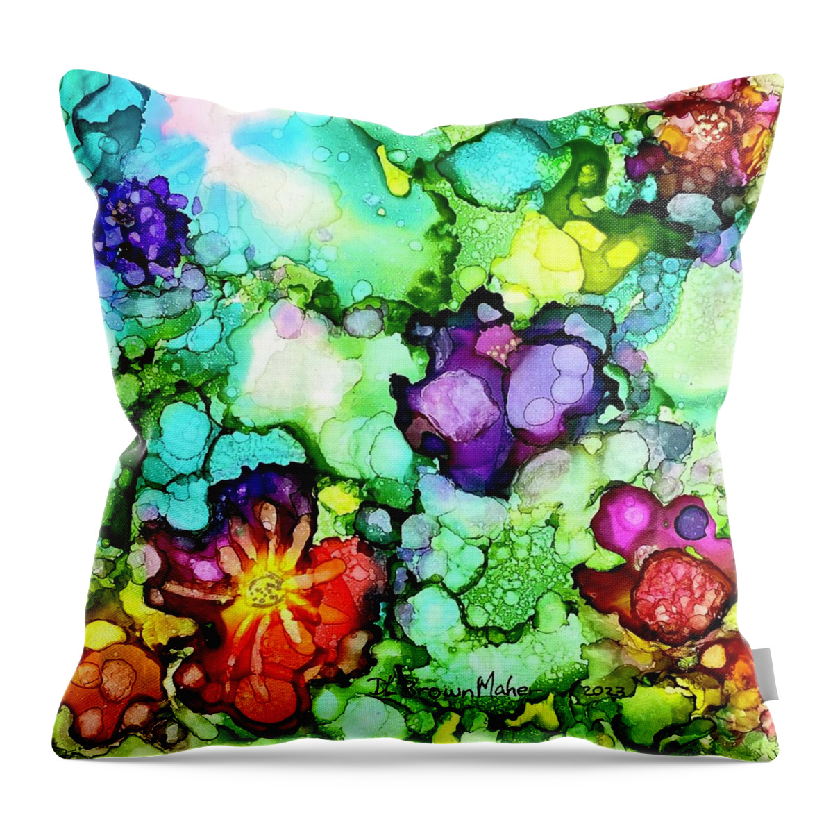 Garden Throw Pillow featuring the painting Pansies by Deb Brown Maher
