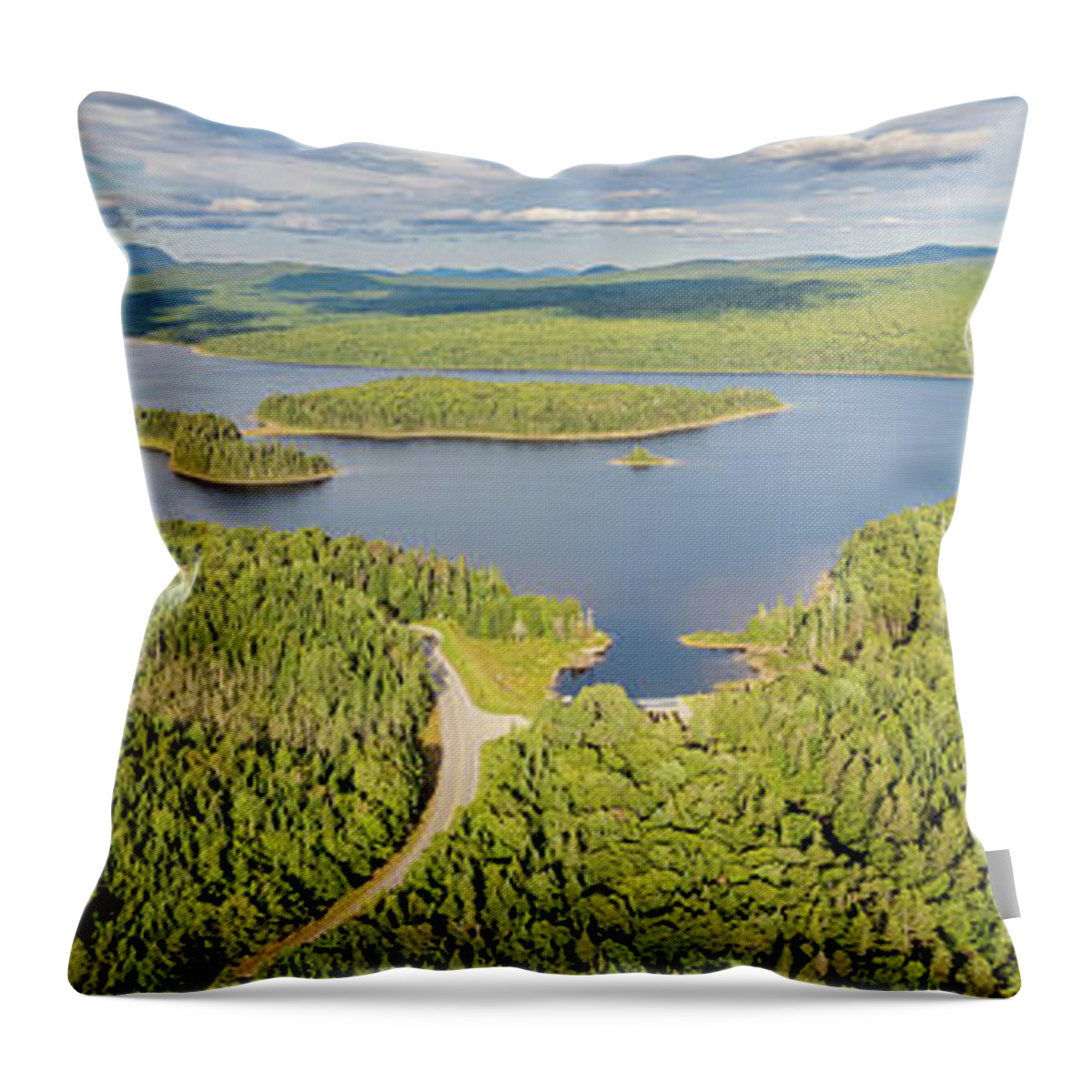 Landscape Throw Pillow featuring the photograph Paorama View of Second Connecticut Lake - Pittsburg, New Hampshire by John Rowe