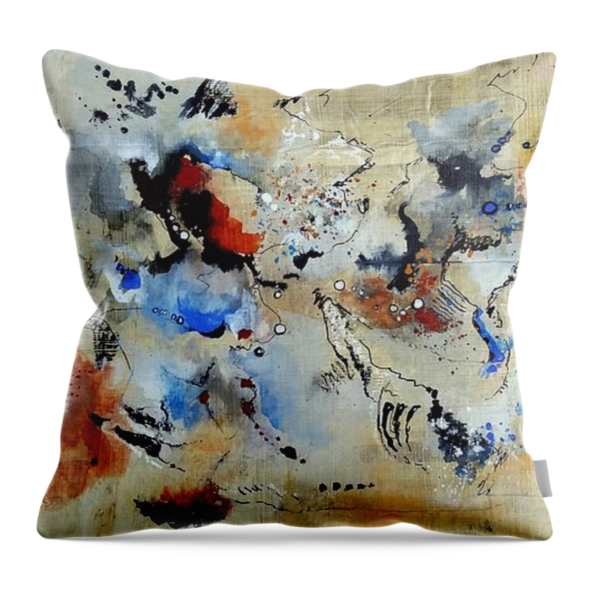 Papyruspainting Throw Pillow featuring the painting Papyrus Painting No.3 by Wolfgang Schweizer