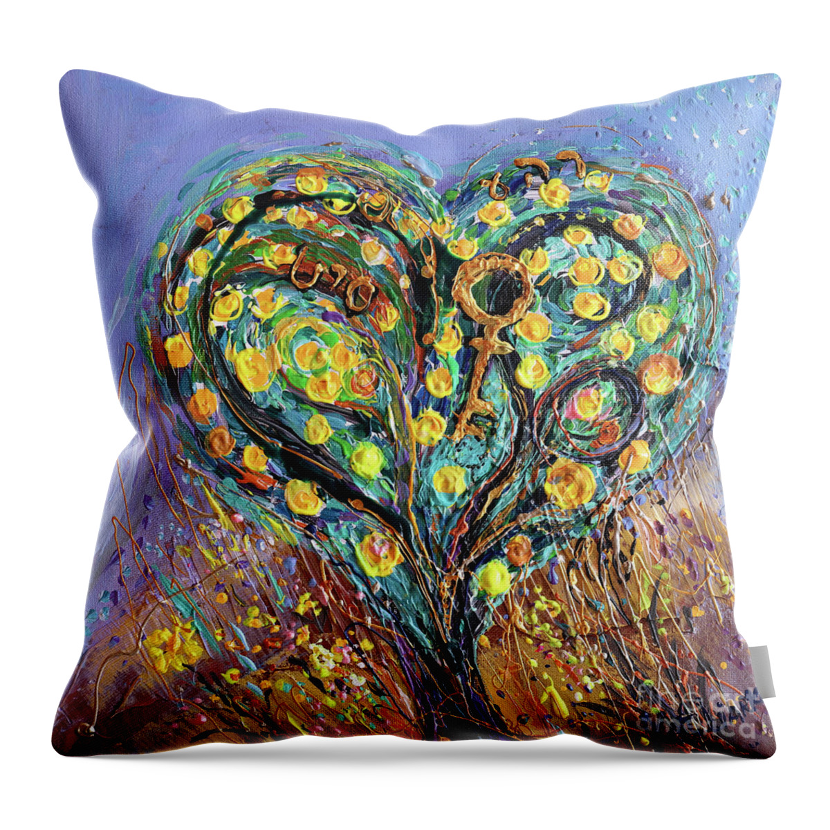 Angel Throw Pillow featuring the painting Pardes #4 by Elena Kotliarker