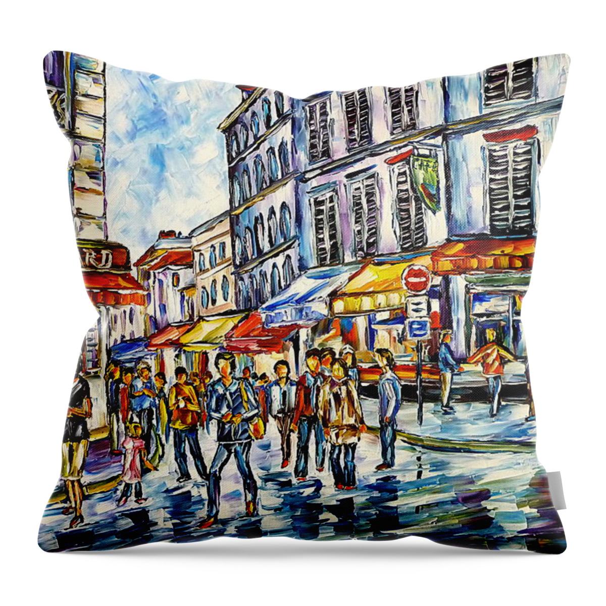 People Celebrate Throw Pillow featuring the painting Paris July 14th by Mirek Kuzniar