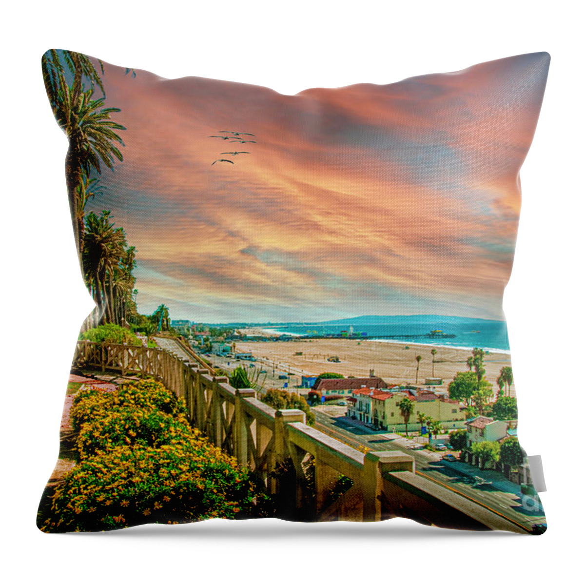 Santa Monica Throw Pillow featuring the photograph Park Bluffs and Pier by David Zanzinger