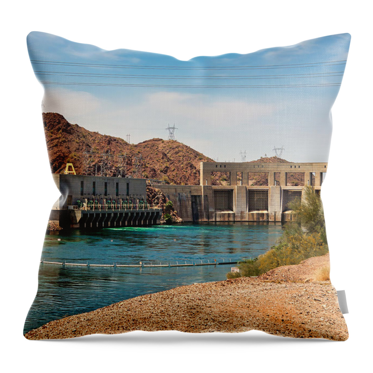 Havasu Throw Pillow featuring the photograph Parker Dam on Havasu Lake, Arizona by Tatiana Travelways