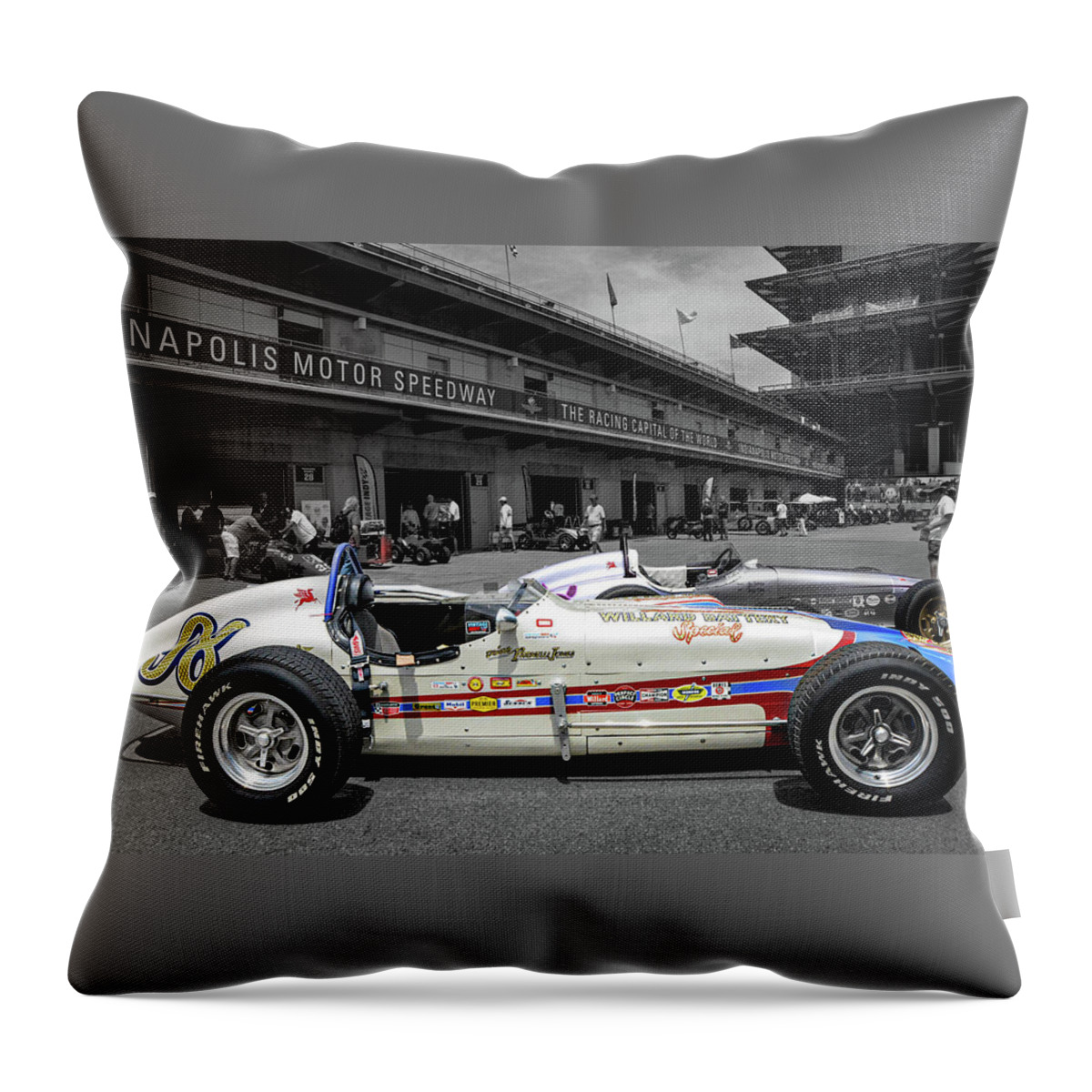 Indy Throw Pillow featuring the photograph Parnelli Jones Roadster by Josh Williams