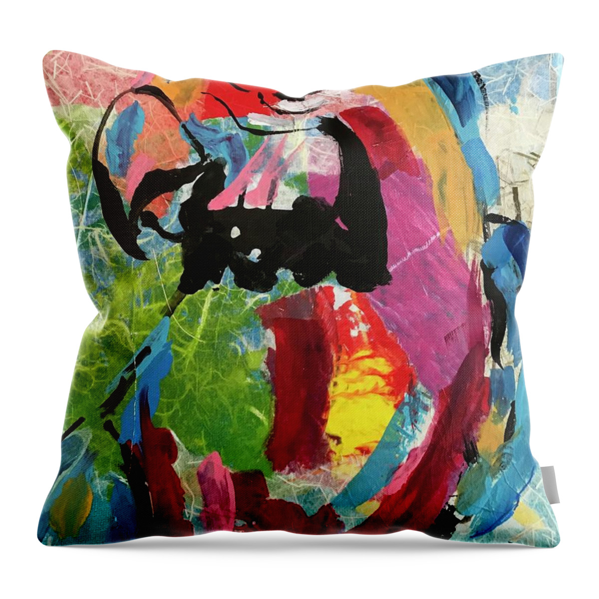 Mexico Macaws Throw Pillow featuring the painting Parrot Portrait by Elaine Elliott