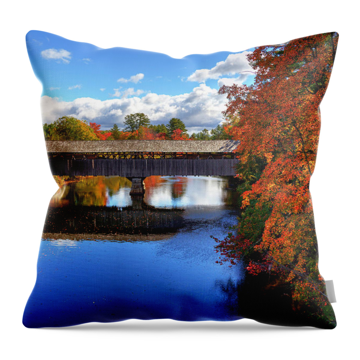 Fine Art Throw Pillow featuring the photograph Parsonsfield Bridge by Robert Harris