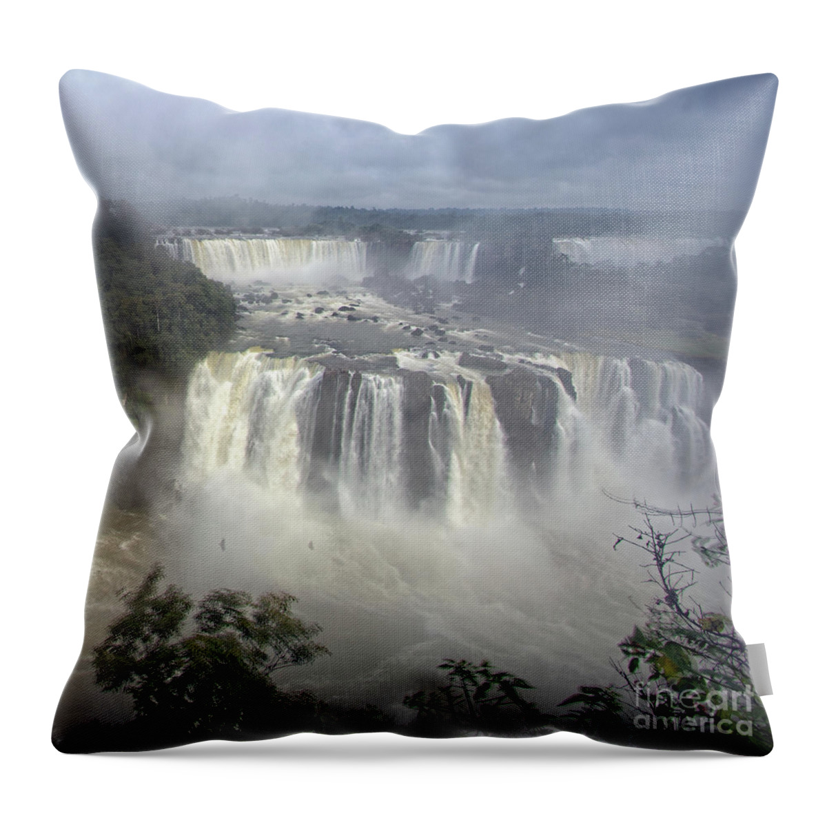 Iguazu Falls Throw Pillow featuring the photograph Part of the spectacular Iguazu Falls Argentina by Tony Mills