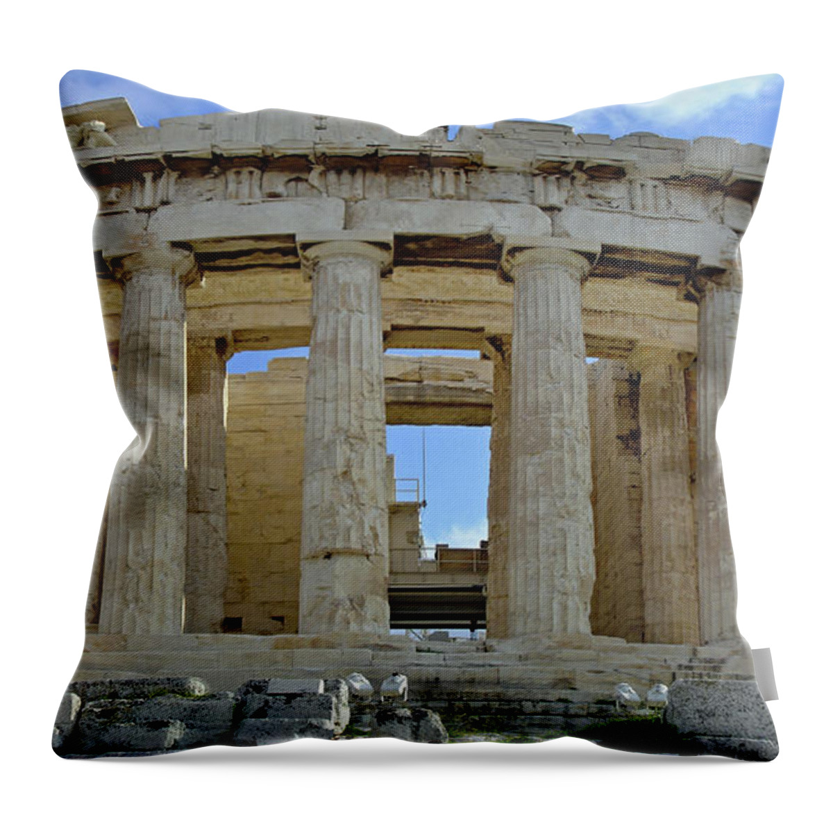 Athens Throw Pillow featuring the photograph Parthenon Close-up by Sean Hannon