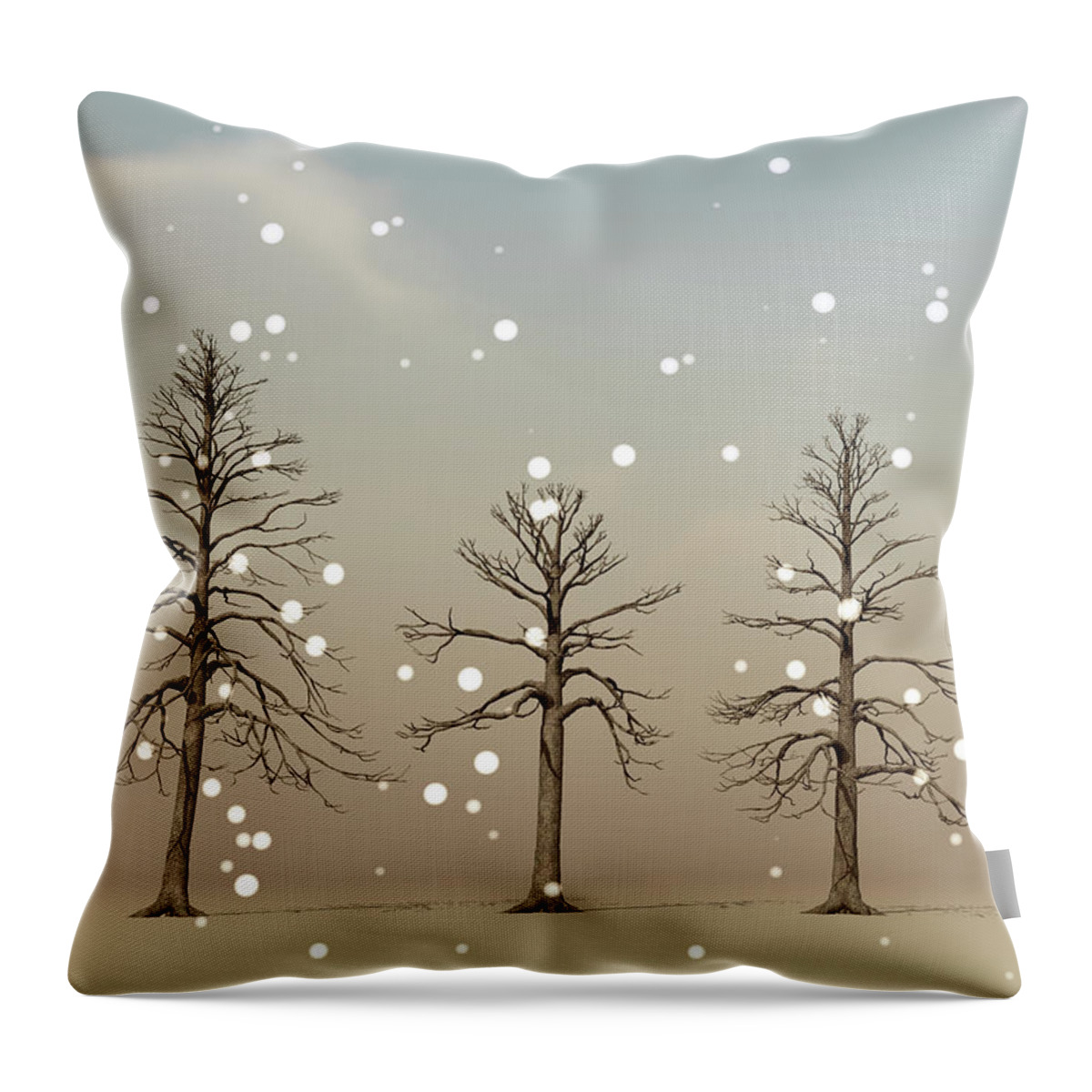 Partly Cloudy Throw Pillow featuring the digital art Partly Cloudy Chance Of Snow by Bob Orsillo