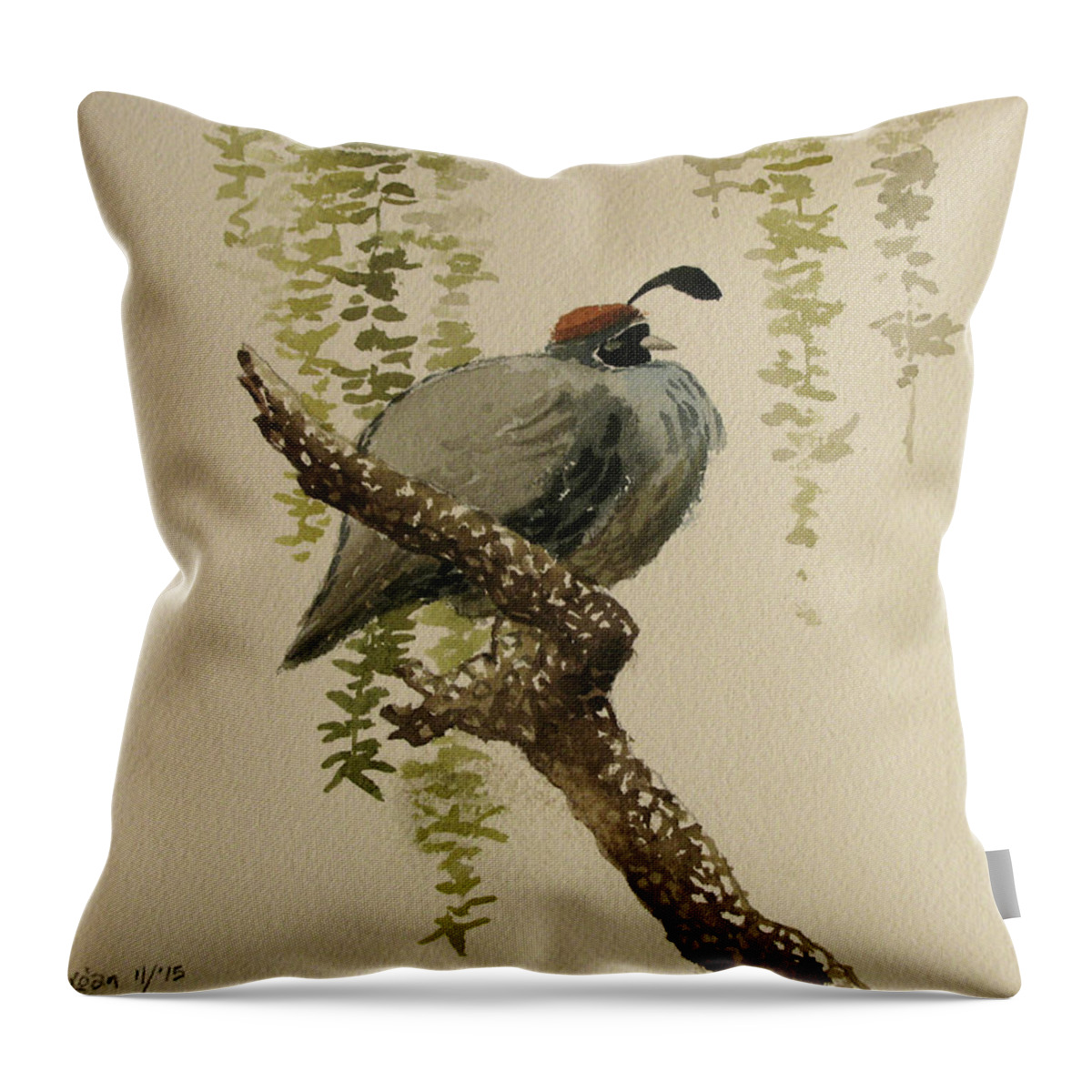 Bird Throw Pillow featuring the painting Partridge by Don Morgan