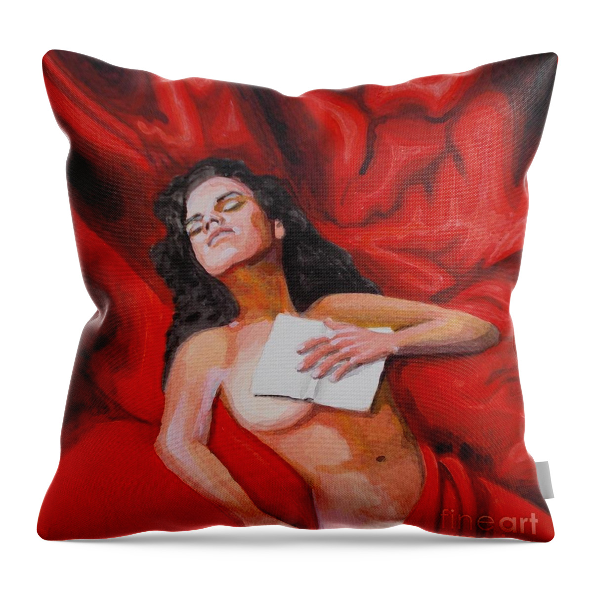 Figure Throw Pillow featuring the painting Pasion by Lilibeth Andre