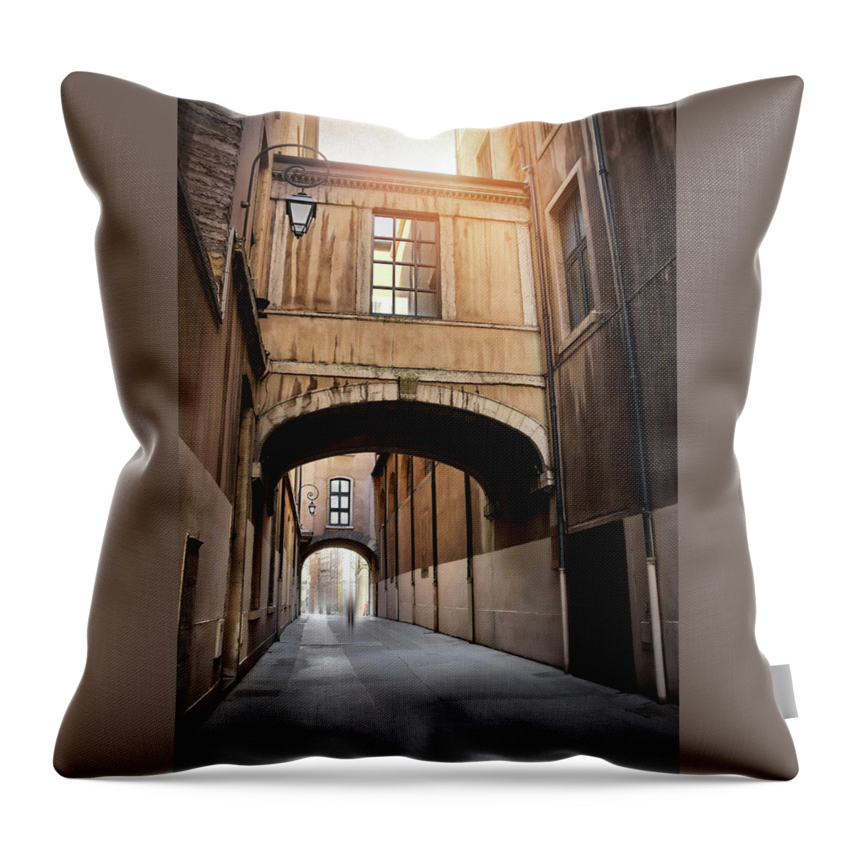 Lyon Throw Pillow featuring the photograph Passageways of Historic Lyon France by Carol Japp