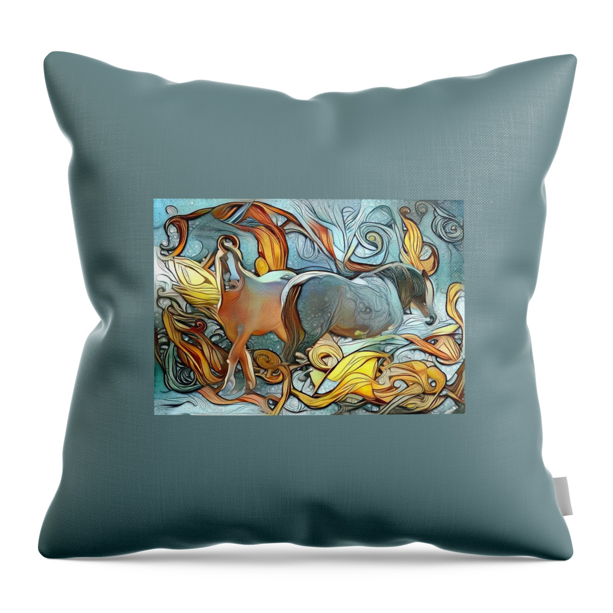 Belgian Horse Throw Pillow featuring the digital art Passing Fancy 1 by Listen To Your Horse
