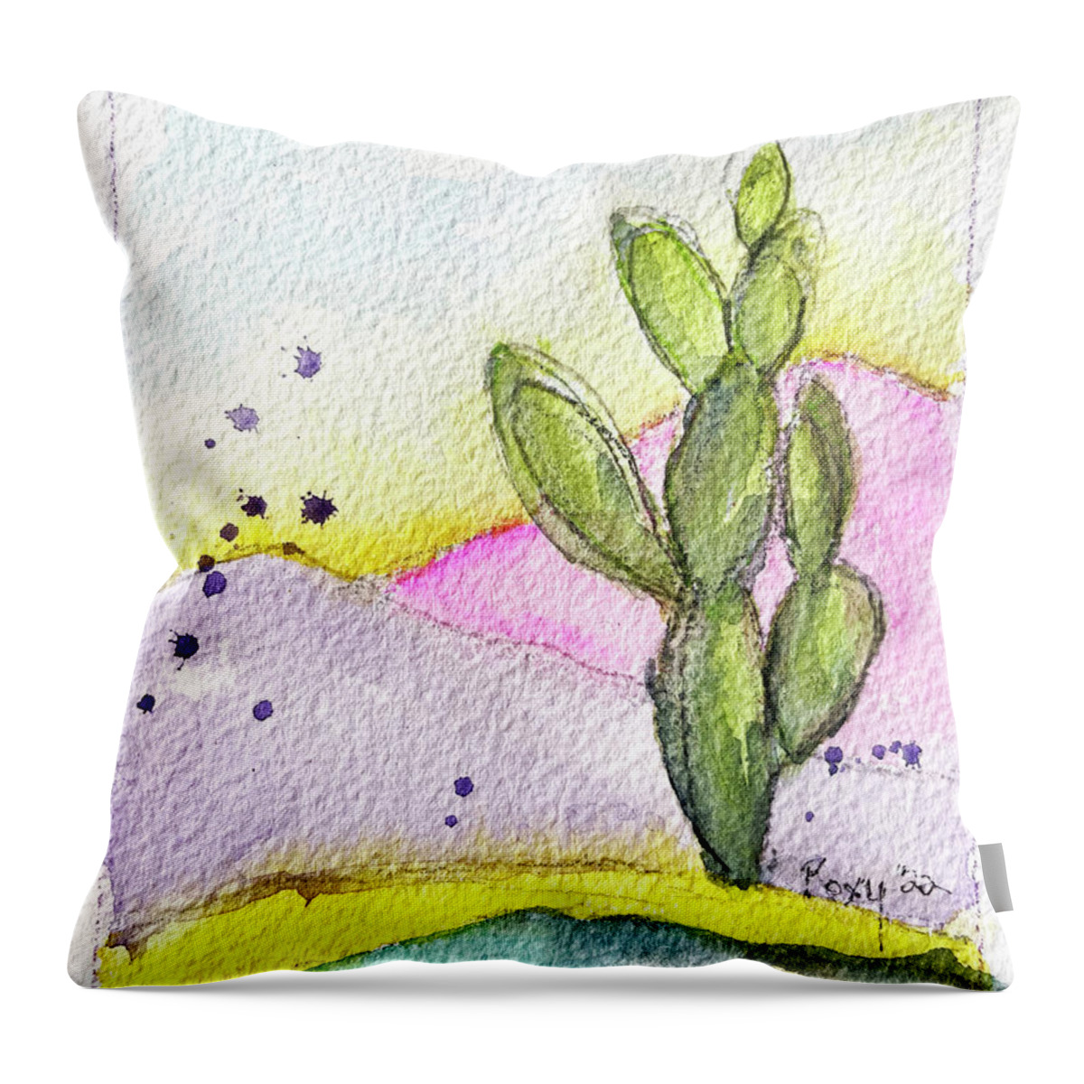 Pastel Throw Pillow featuring the painting Pastel Cactus by Roxy Rich
