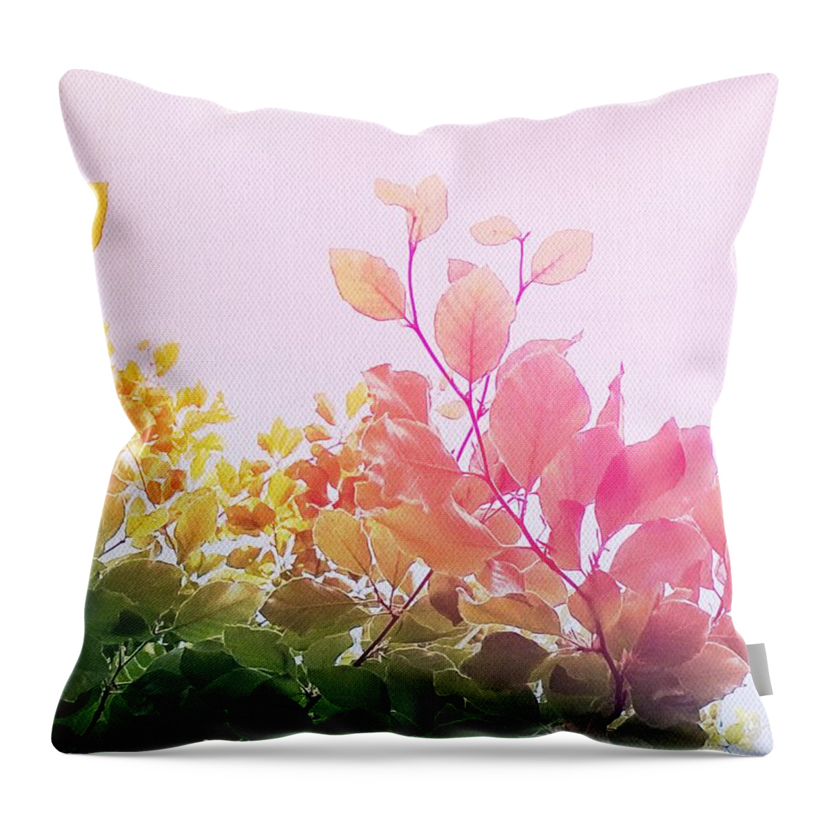 Pastel Throw Pillow featuring the digital art Pastel Leaves on canvas by Itsonlythemoon -