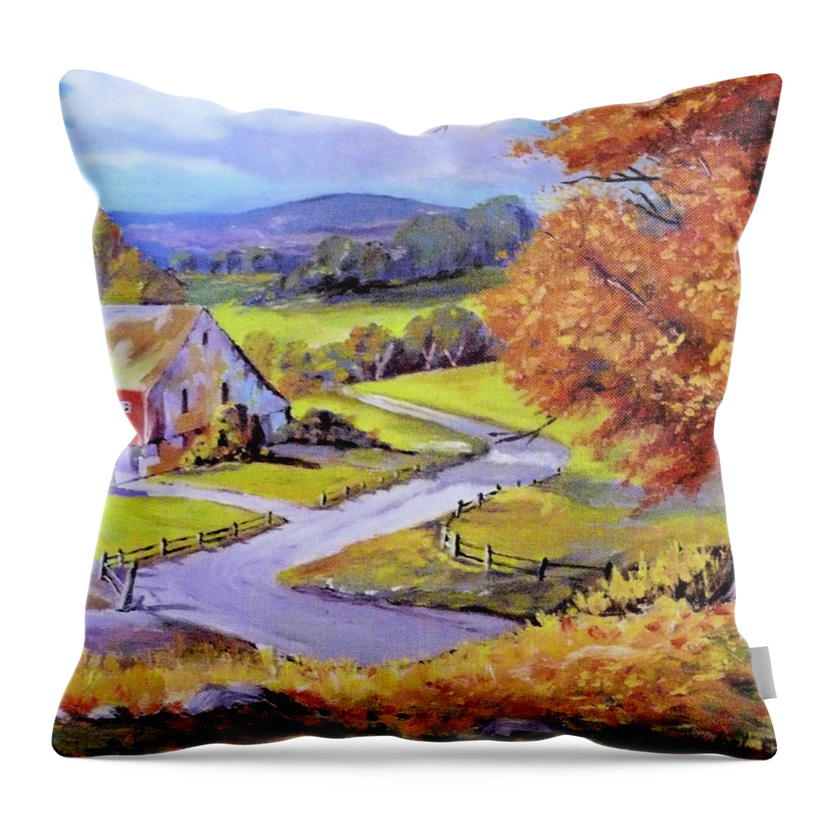 Pastoral Throw Pillow featuring the painting Pastoral View  by Joel Smith