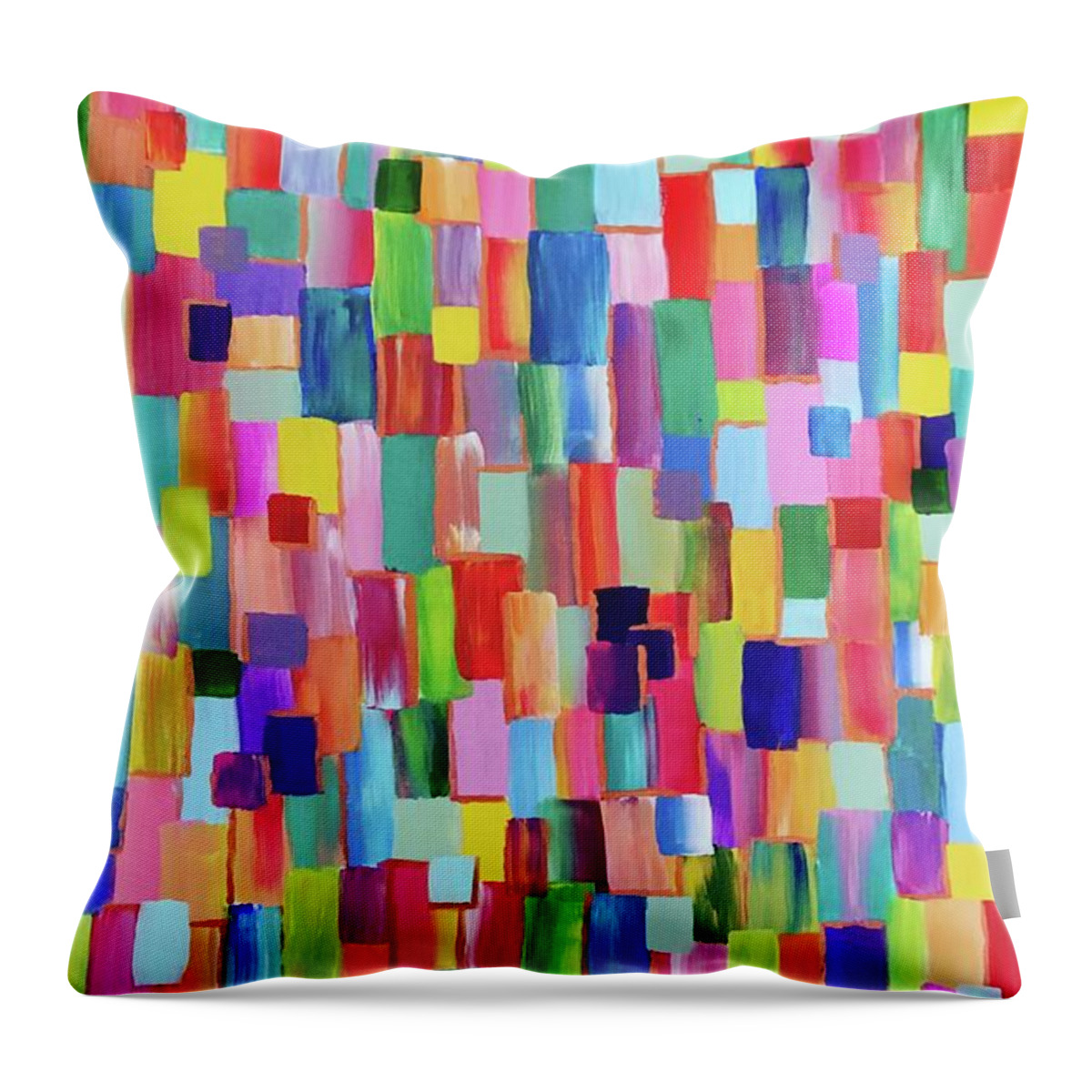 Abstract Throw Pillow featuring the painting Patches by Debora Sanders