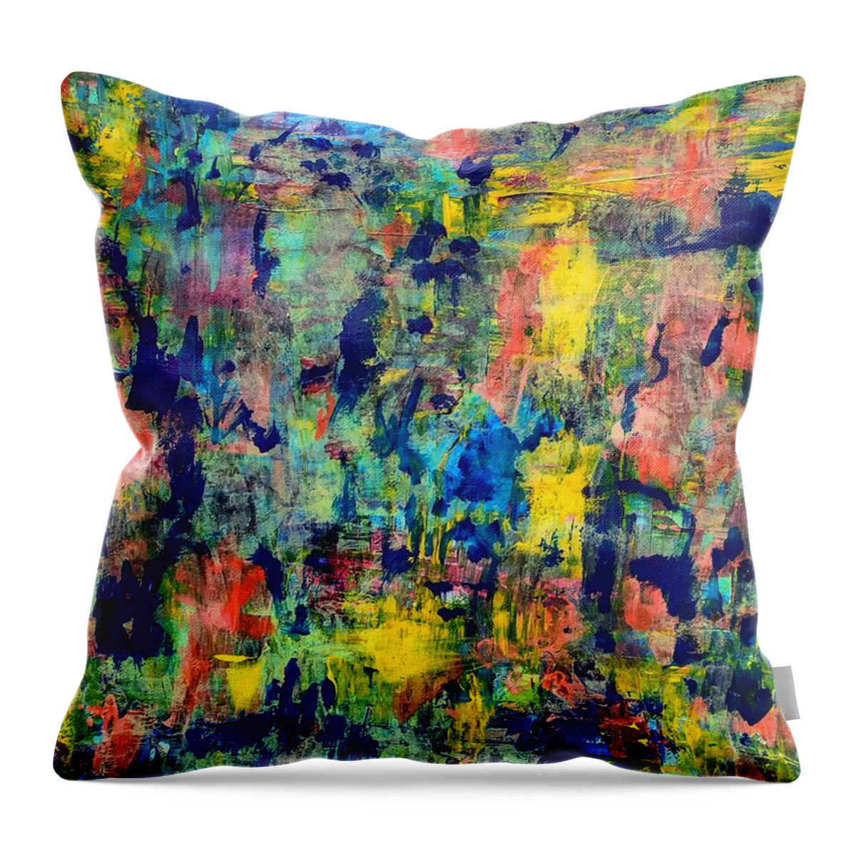 Patchwork Of Color Throw Pillow featuring the painting Patchwork of Color by Esther Newman-Cohen