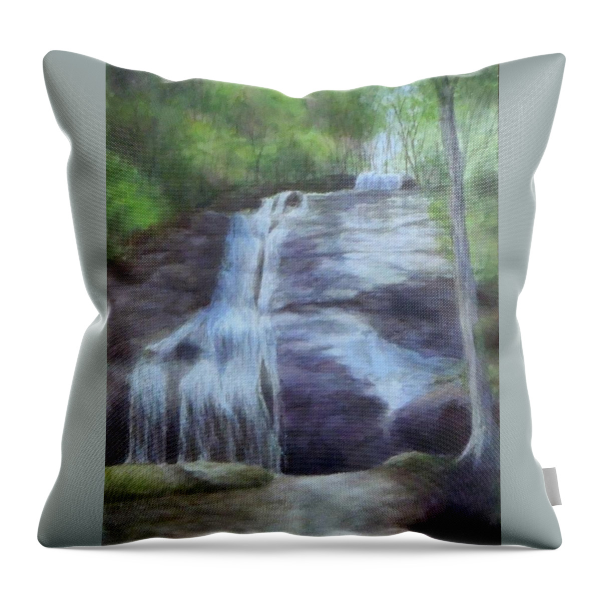 Waterfalls Throw Pillow featuring the painting Path to the Falls by Phyllis Andrews