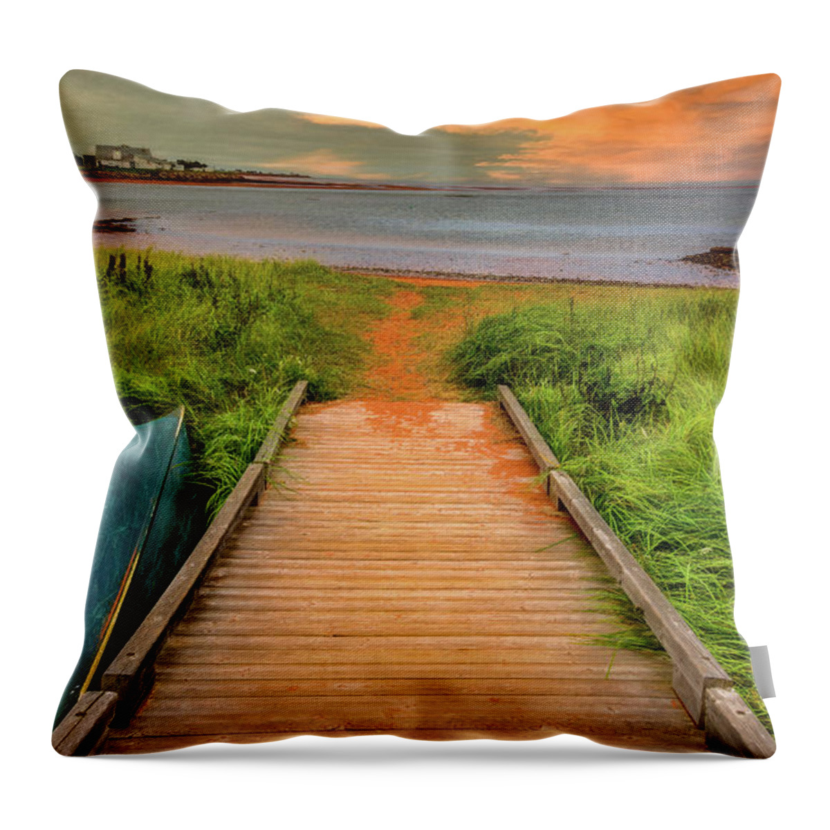  Throw Pillow featuring the photograph Path to the Sea in Victoria, Prince Edward Island by Marcy Wielfaert