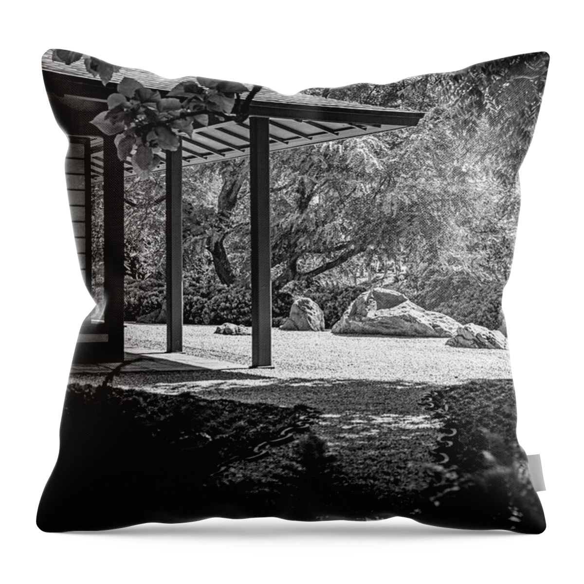 B&w Throw Pillow featuring the photograph Pathway To Serenity by Mike Schaffner
