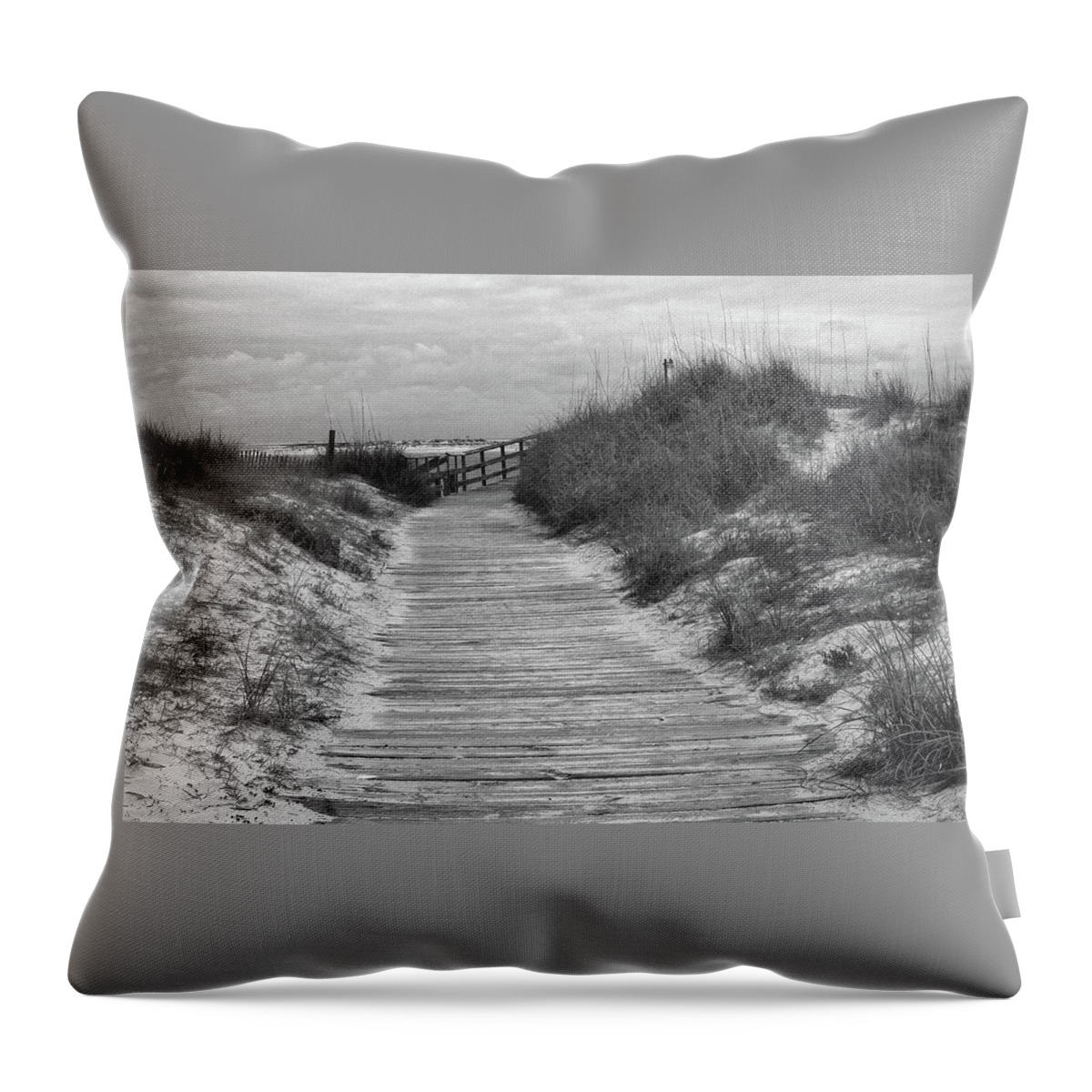 Beach Throw Pillow featuring the photograph Pathway to the Beach in Black and White by James C Richardson