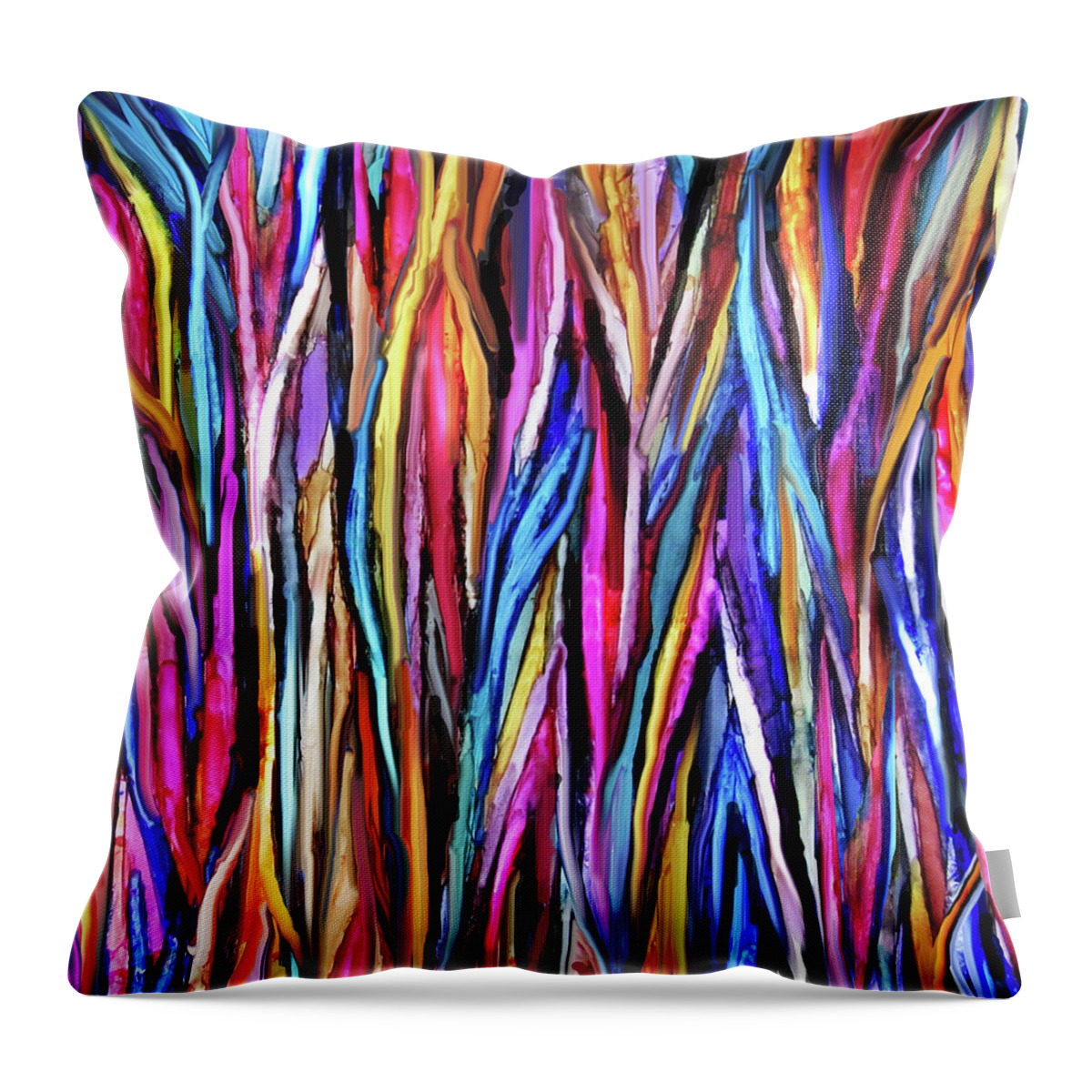 Lines Of Color Throw Pillow featuring the painting Pattern - I Drew the Line by Jean Batzell Fitzgerald