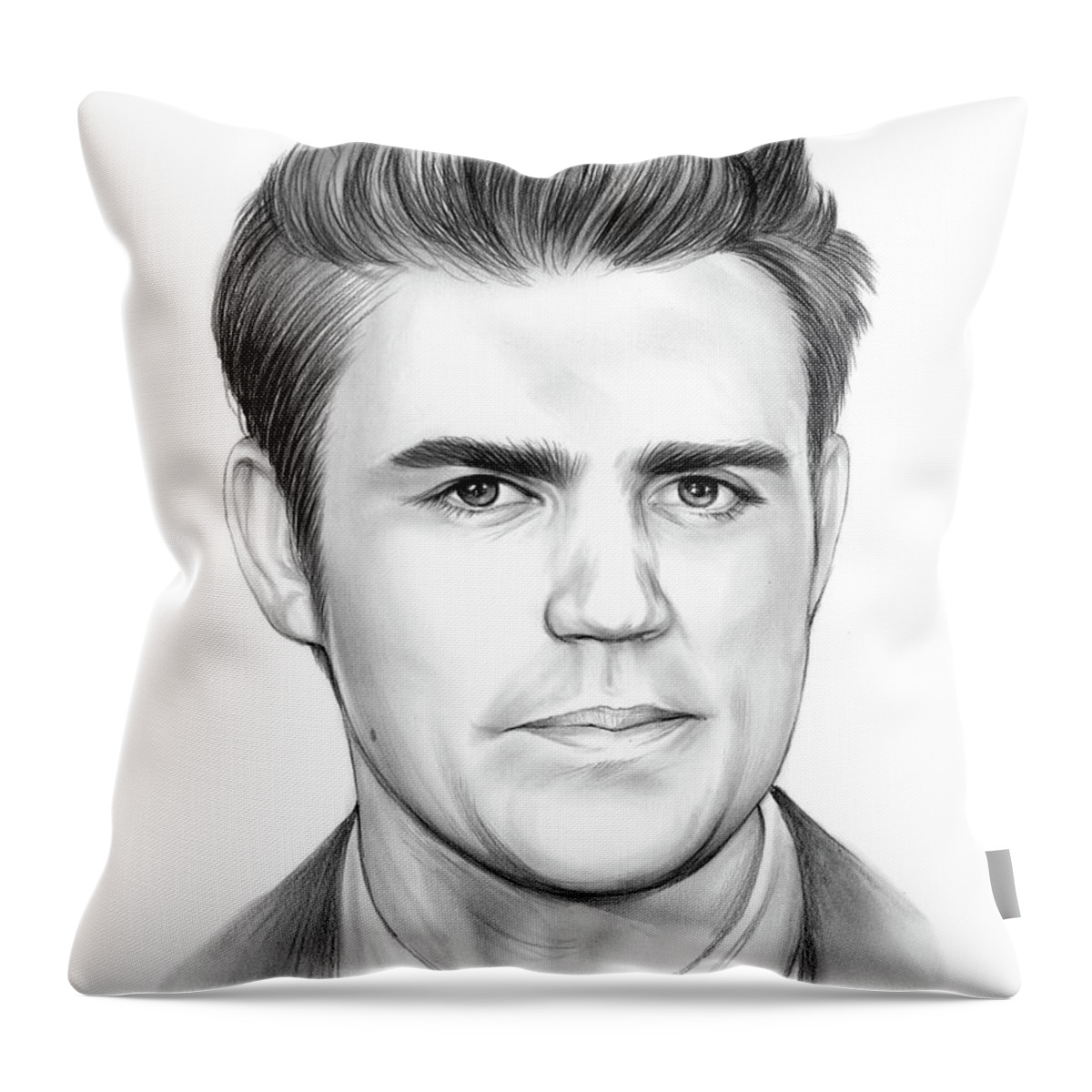 Paul Wesley Throw Pillow featuring the drawing Paul Wesley by Greg Joens