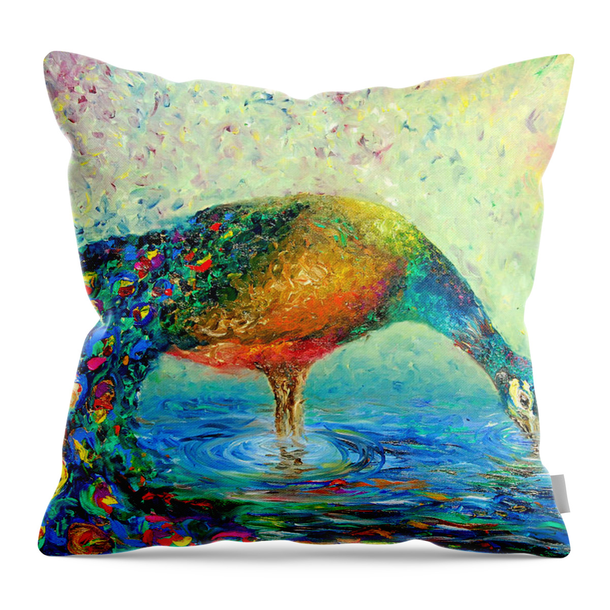 Pond Throw Pillow featuring the painting Pause by Hafsa Idrees