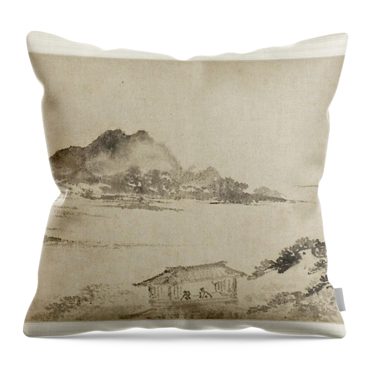 Chen Chun Throw Pillow featuring the painting Pavilion of Eight Poems by Chen Chun
