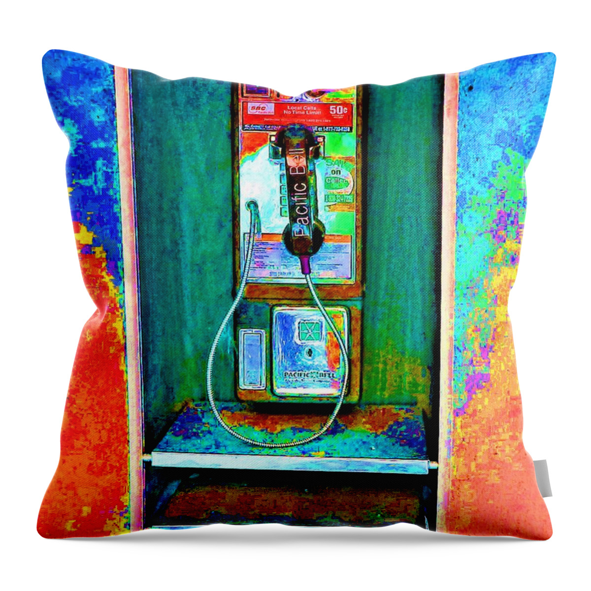 Color Throw Pillow featuring the photograph Payphone by Andrew Lawrence