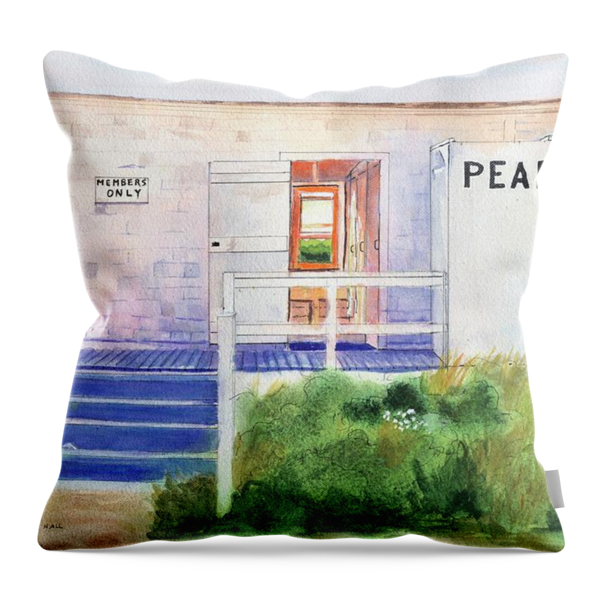 Peabody Beach Throw Pillow featuring the painting Peabodys Beach Middletown RI by Patty Kay Hall