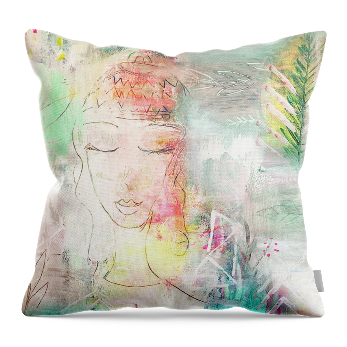 Peace Throw Pillow featuring the mixed media Peace by Claudia Schoen