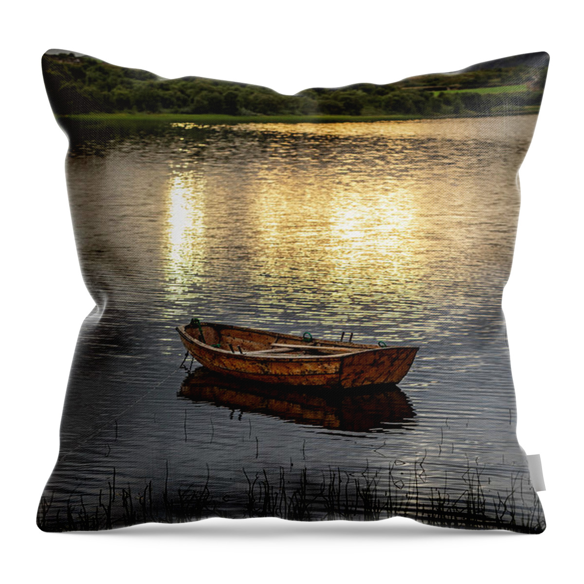 Boat Throw Pillow featuring the photograph Peace of mind by Mike Santis