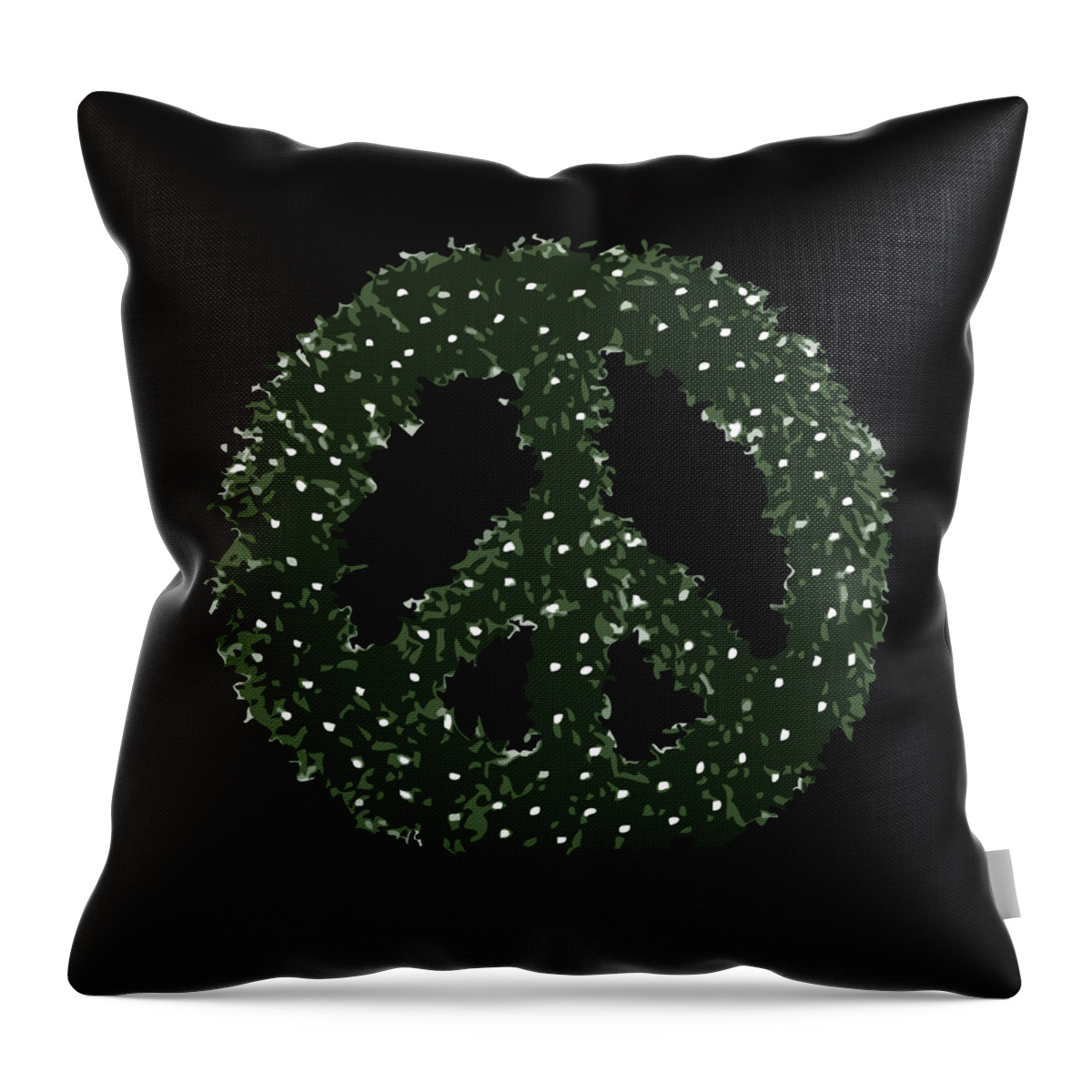 Christmas 2023 Throw Pillow featuring the digital art Peace Wreath by Flippin Sweet Gear