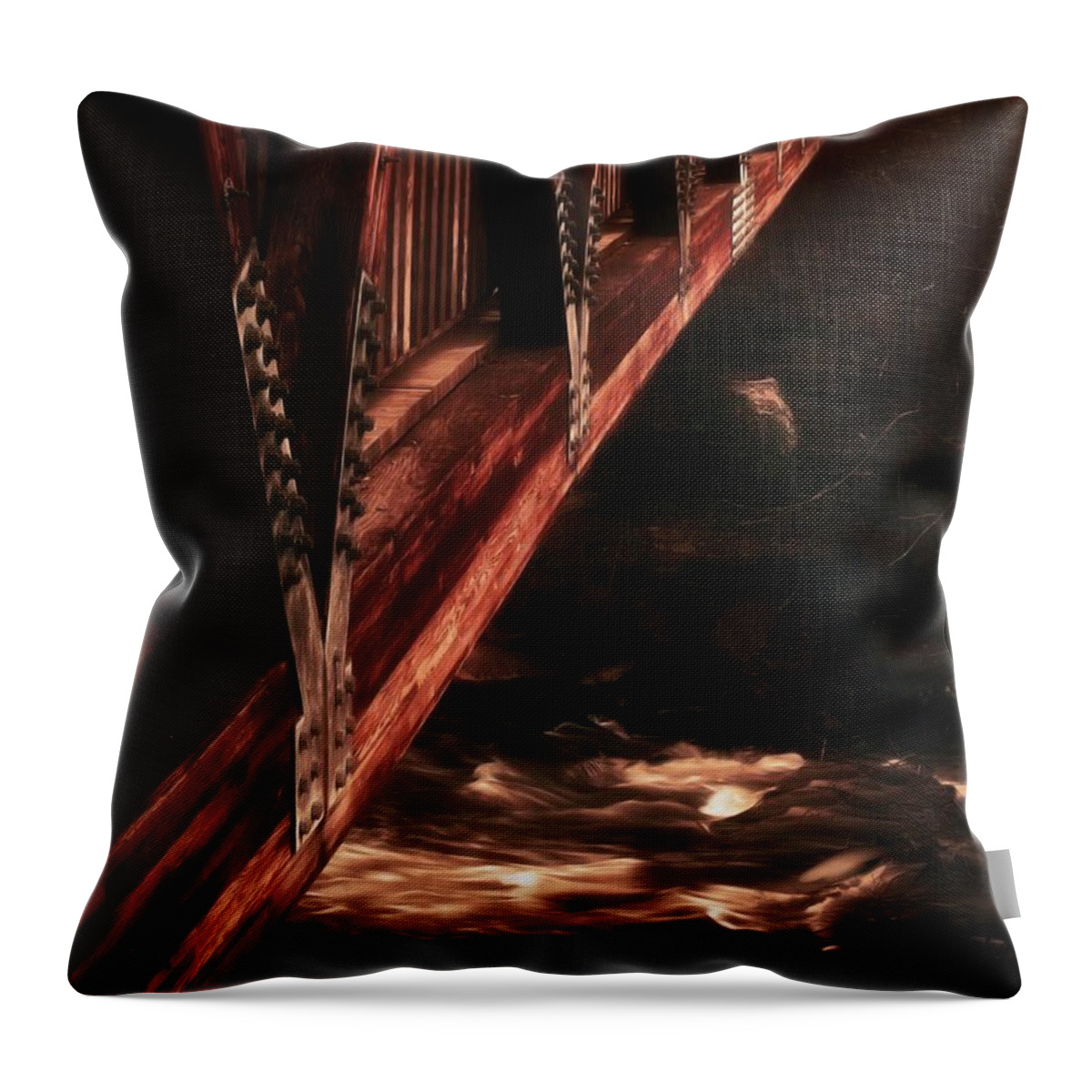 River Throw Pillow featuring the photograph Peaceful Bridge by Marjorie Whitley