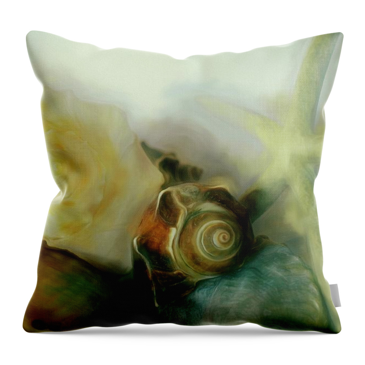 Shells Throw Pillow featuring the mixed media Peaceful Glow 2 by Lynda Lehmann