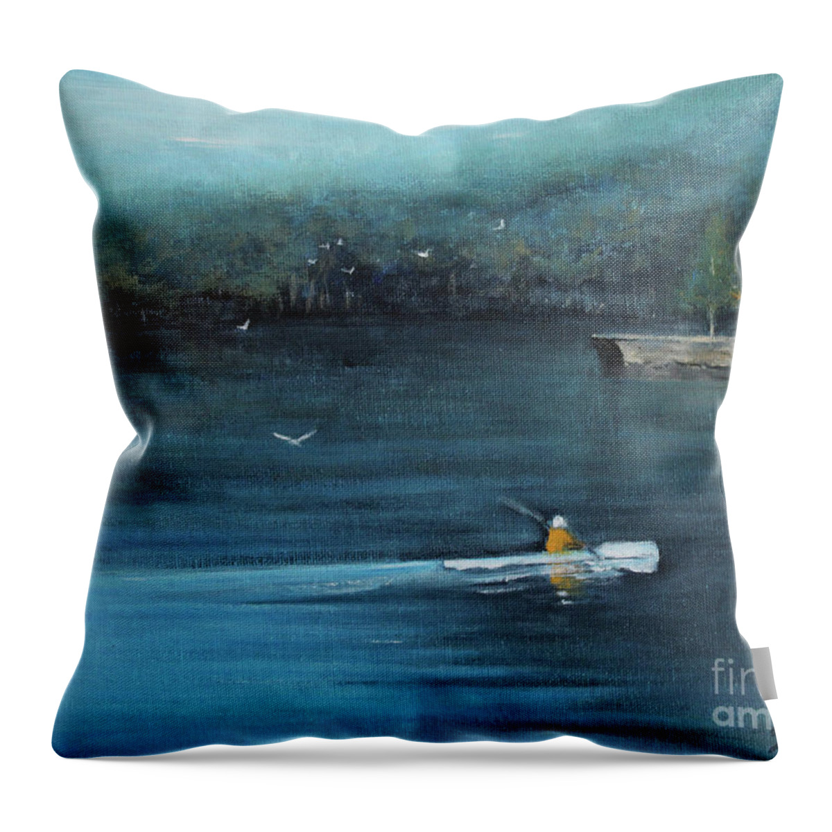 Bobbin Head Throw Pillow featuring the painting Peaceful Morning by Jane See