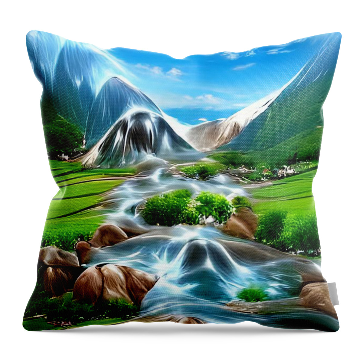 Digital Throw Pillow featuring the digital art Peaceful Valley by Beverly Read