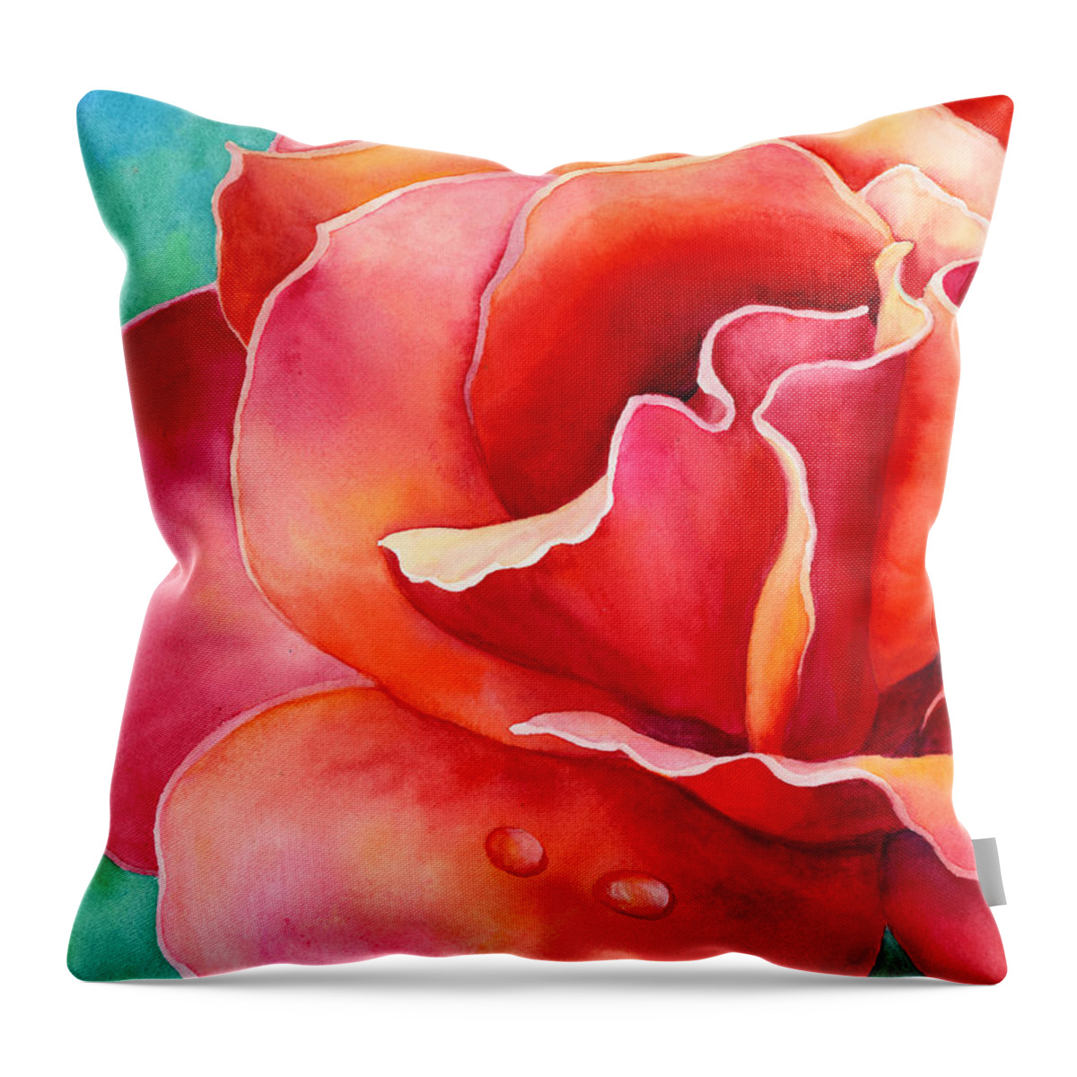 Rose Throw Pillow featuring the painting Peach Rose 2 by Hailey E Herrera