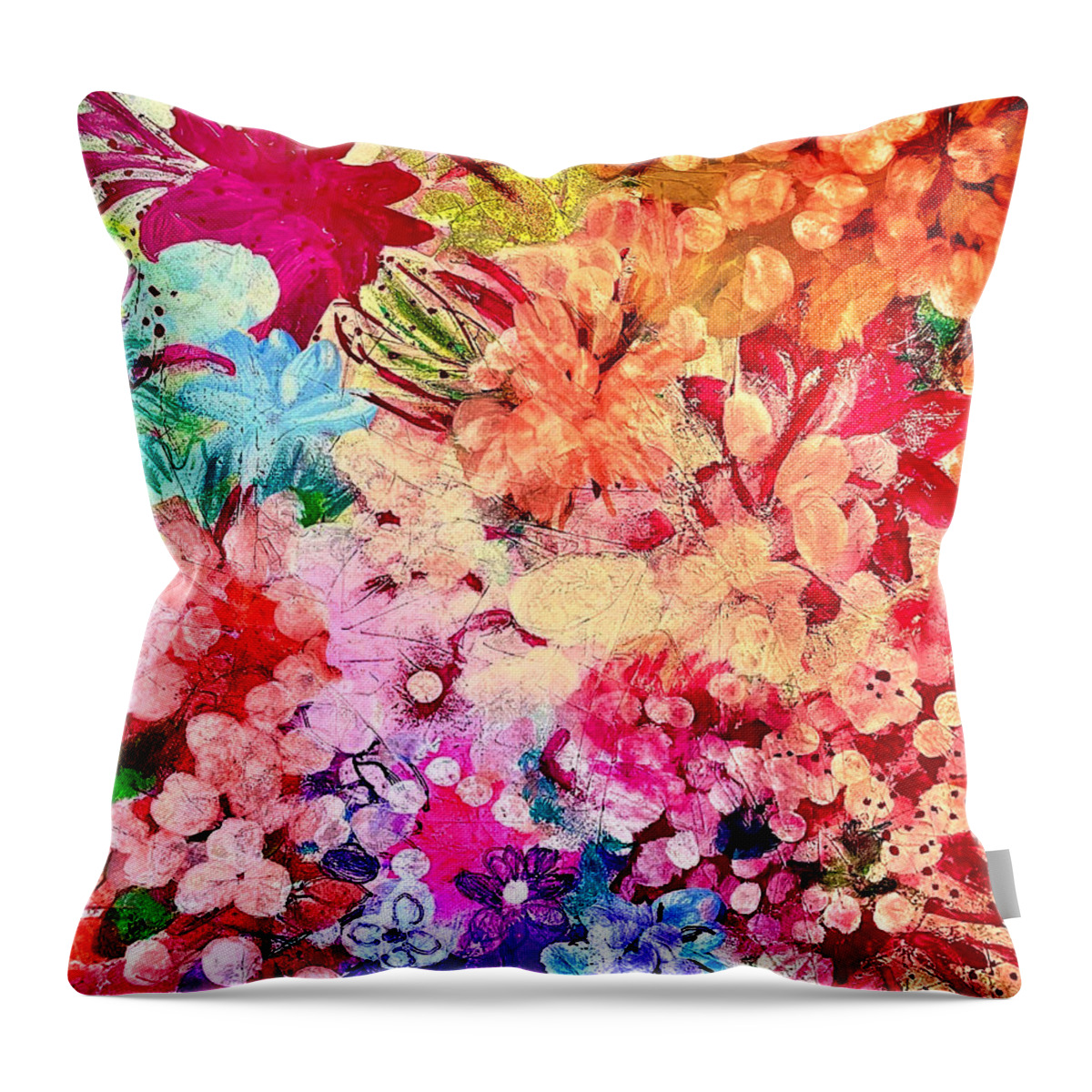 Flowers Throw Pillow featuring the painting Peachy Keen Two by Tommy McDonell
