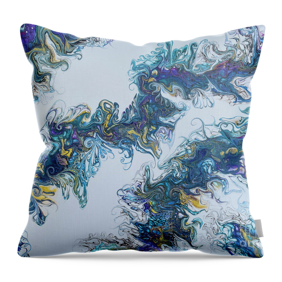 Peacock Throw Pillow featuring the painting Peacock Dragon Tales by Lucy Arnold