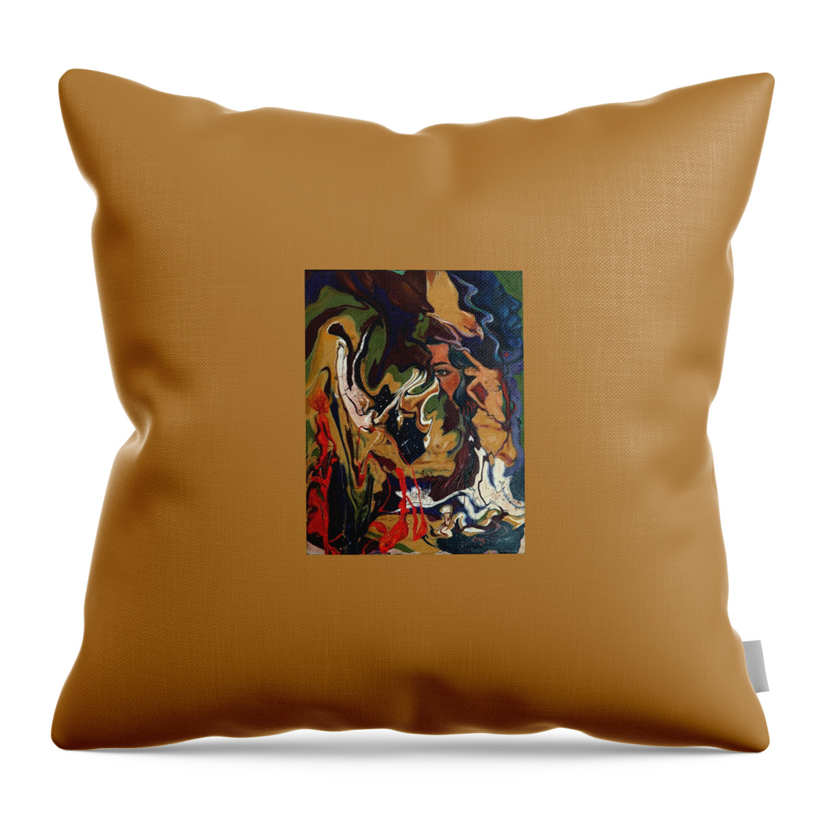 Masks Throw Pillow featuring the mixed media Peaking by Sofanya White