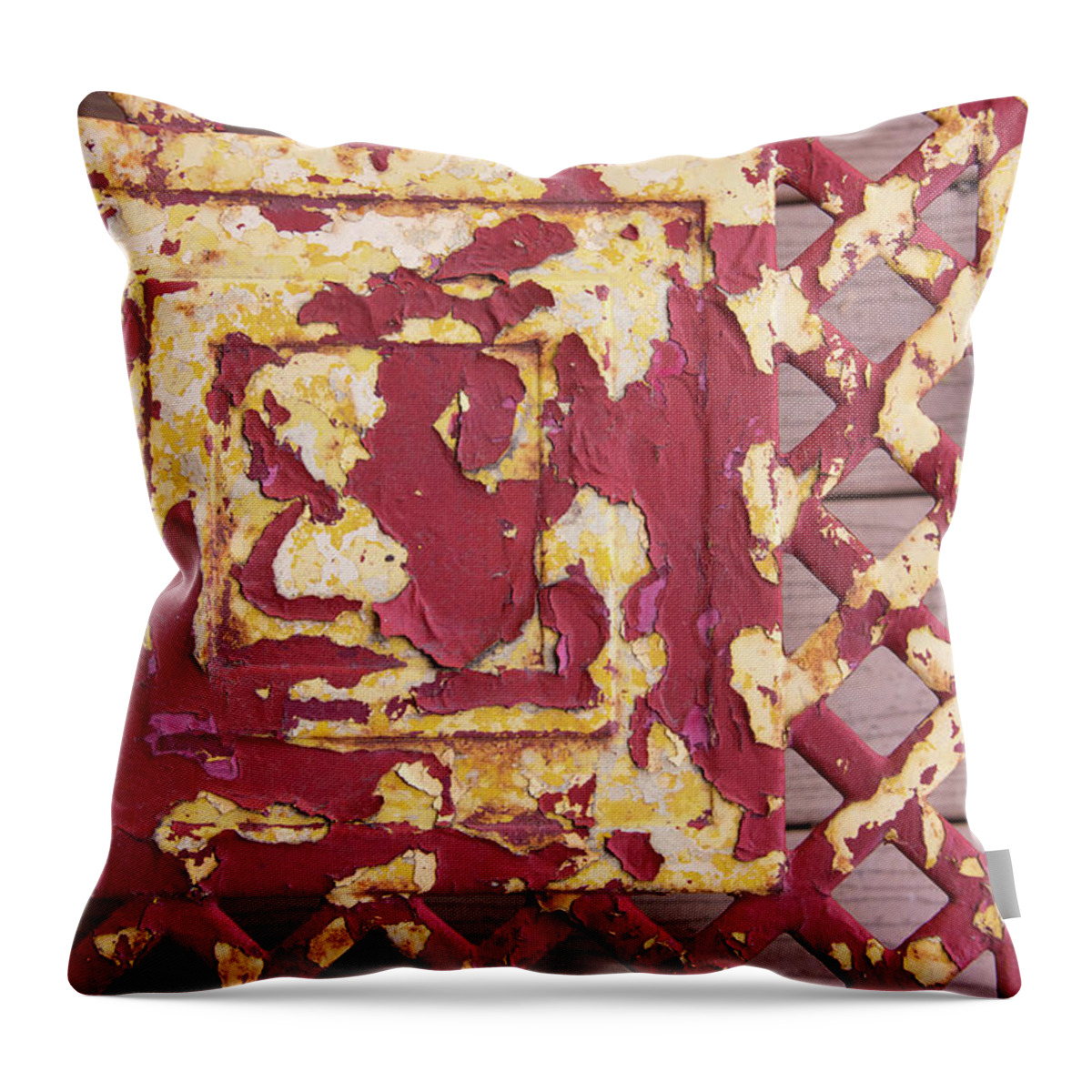 Pealed Paint Throw Pillow featuring the photograph Pealed paint and rust by Alan Goldberg